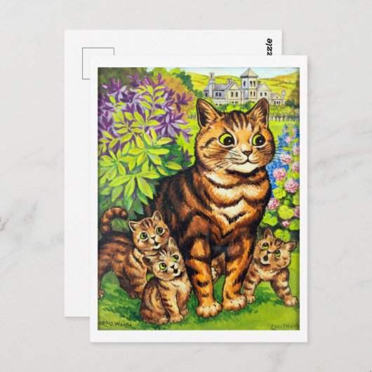 ルイ・ワインという庭に暮らす猫たち ポストカード (正面/裏面)