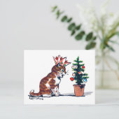 ルイ・ワインのクリスマスツリーと子猫 ポストカード (スタンド正面)