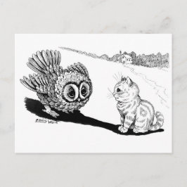 ルイ・ワインの子猫とフクロウ ポストカード