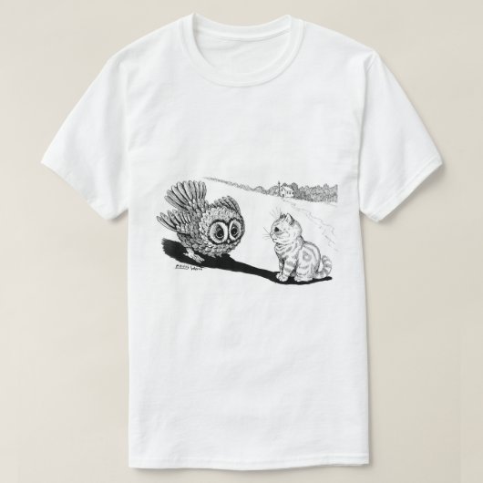 ルイ・ワインの子猫とフクロウ Tシャツ (デザイン正面)
