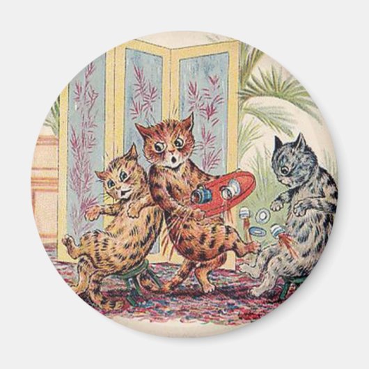 ルイ・ワインの落ちる猫3匹 マグネット (正面)