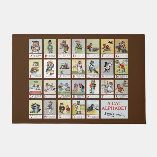 ルイ・ワイン・キャット・アルファベット ドアマット (正面)