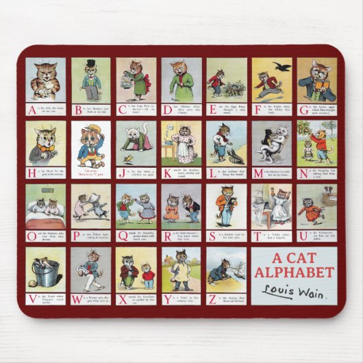 ルイ·ワイン·キャット·アルファベット マウスパッド (正面)