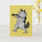 ルイ·ワイン·トランペット·プレーヤー（トランペター）·キャット カード (黄色い花)