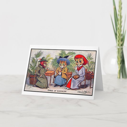 ルイ・ワイン、三匹のレディー・キャッツ、アート サンキューカード (正面)