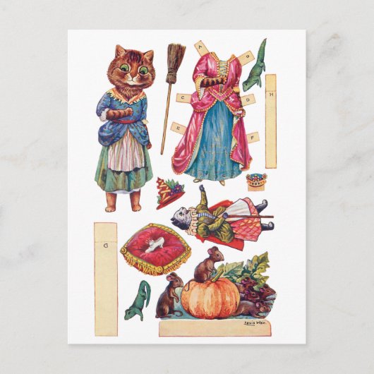 ルイ・ワイン、紙人形、シンデレラ ポストカード (正面)