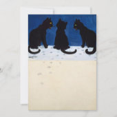 ルイ・ワーインが雪の中で描いた3匹の黒猫 サンキューカード (正面)