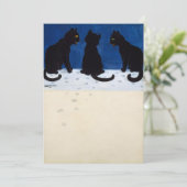 ルイ・ワーインが雪の中で描いた3匹の黒猫 サンキューカード (スタンド正面)