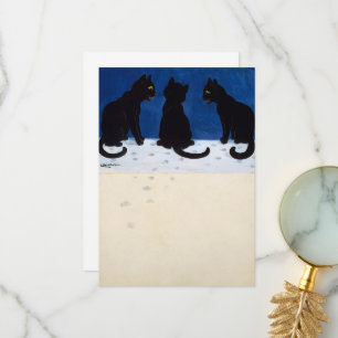 ルイ・ワーインが雪の中で描いた3匹の黒猫 サンキューカード