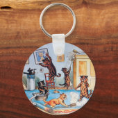 ルイ・ワーインのおもしろい春猫の掃除 キーホルダー (正面)