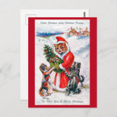 ルイ・ワーインのクリスマスサンタキャット ポストカード (正面/裏面)