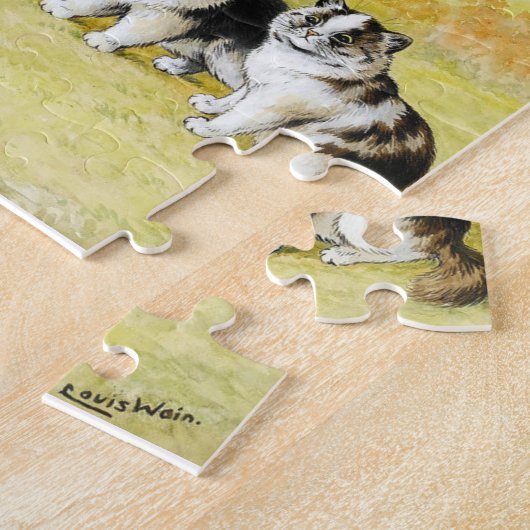 ルイ・ワーインの多くの猫絵画おもしろい ジグソーパズル (側面)