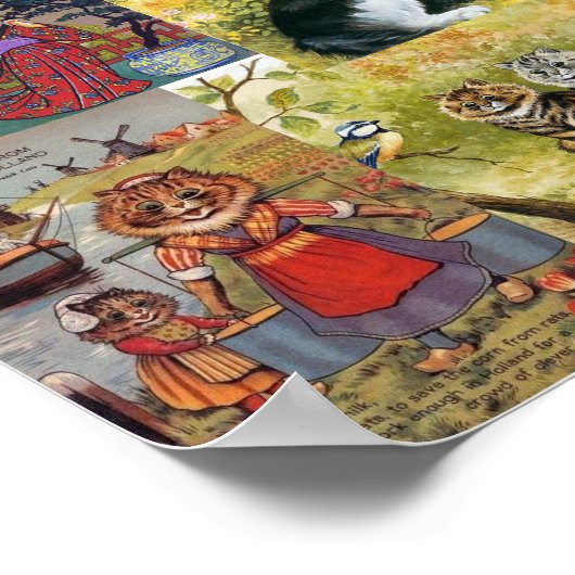 ルイ・ワーインの多くの猫絵画おもしろい ポスター (角)