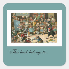 ルイ・ワーインの学校は犬蔵書票だ スクエアシール