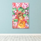 ルイ・ワーイン、ヴァイオレット&キャッツ キャンバスプリント (インサイチュ (ウッドフロア))