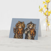 ルイ・ワーイン – 猫のバイオリニスト – 擬人化アート カード (黄色い花)