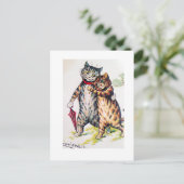 ルイ・ワーイン、素敵な猫カップル、アート ポストカード (スタンド正面)