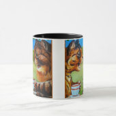 ルイ・ワ絵を描インがお茶を吐く猫 マグカップ (中央)