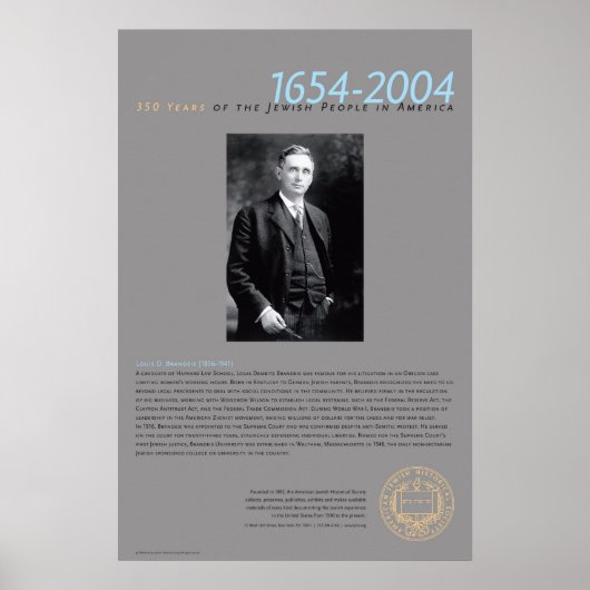 ルイD.ブランディーズ（1856年～1941年） ポスター (正面)