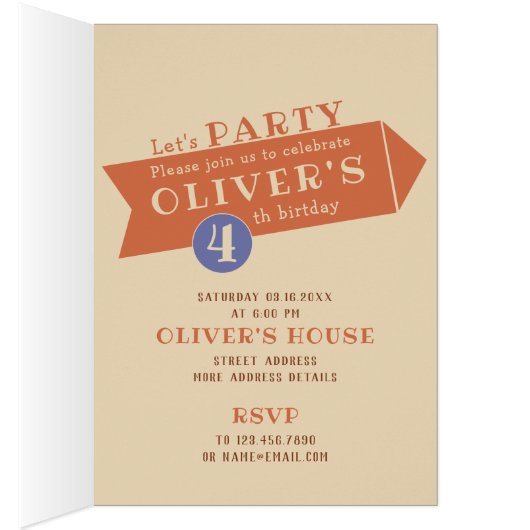 ルイWainのショウガ猫の誕生日のパーティの招待状 (内側 (右))