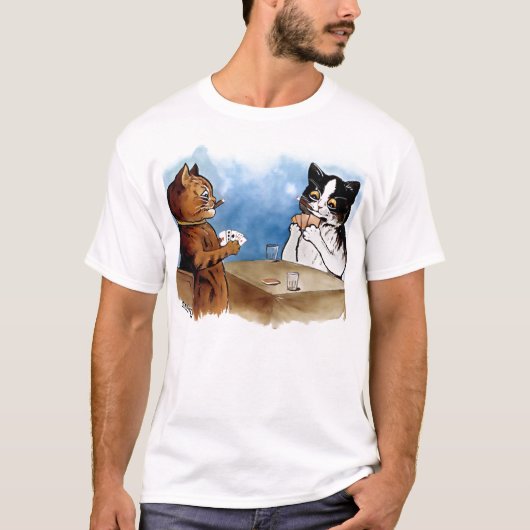 ルイWain著ヴィンテージ猫のトランプのポーカーのTシャツ Tシャツ (正面)