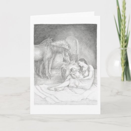 ルカの福音書2章7節 - メリーとイエスのクリスマスカード カード (正面)