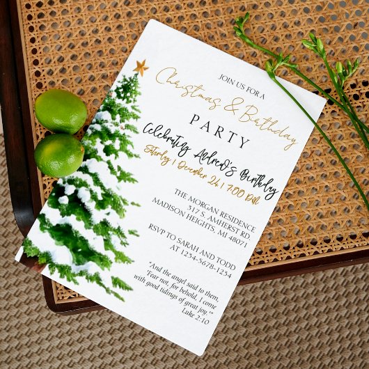 ルカの福音書 2:10 クリスマスツリーと誕生日パーティー 招待状