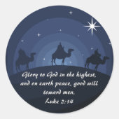 ルカの福音書 2:14 クリスマス 三賢者 星 グローリー・トゥ・ゴッド ラウンドシール (正面)