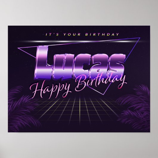 ルカスネームVorname lila retroポスターGeburtstag ポスター (正面)
