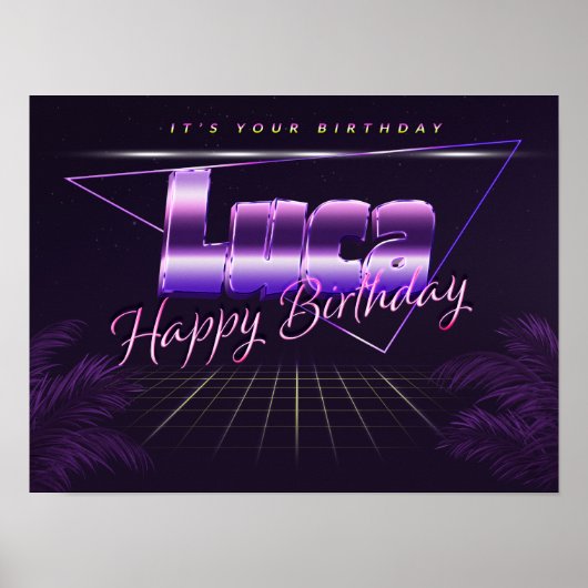 ルカ名Vorname lila retroポスターGeburtstag ポスター (正面)