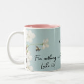 ルカ感動的137引用文ブルーフローラビー ツートーンマグカップ (左)