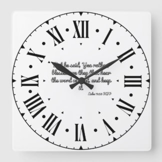 ルカ11:28 KJVバイブルVerse Black Roman Numeral スクエア壁時計