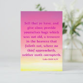 ルカ12:33 KJVバイブル聖なる書物、 経典Pic Greeting カード (スタンド正面)