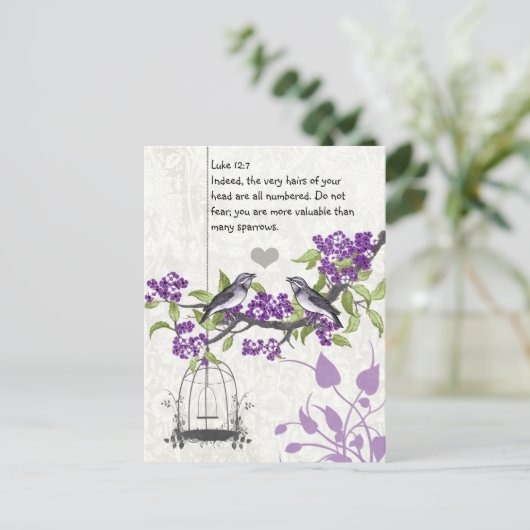 ルカ12:7あなたは多くのスズメよりも価値がある ポストカード (スタンド正面)