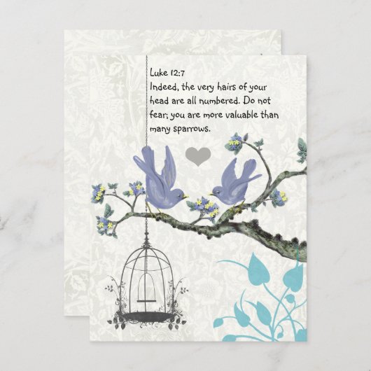 ルカ12:7 あなたがたは、多くのスズメよりも価値があるのです。 ポストカード (正面/裏面)