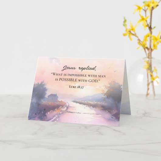 ルカ18:27イエスは神の聖書と共に可能であると答えた カード (黄色い花)
