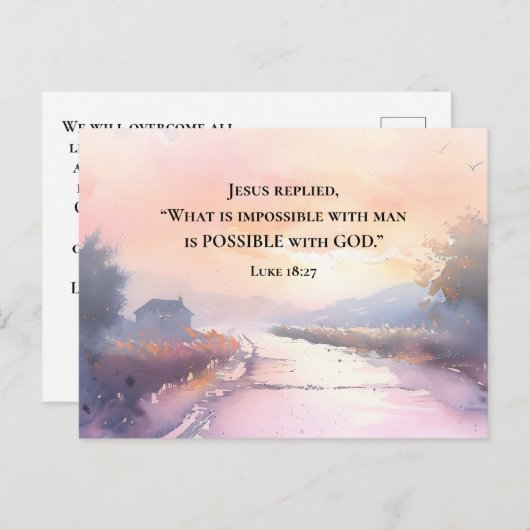 ルカ18:27イエスは神の聖書と共に可能であると答えた ポストカード (正面/裏面)