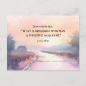 ルカ18:27イエスは神の聖書と共に可能であると答えた ポストカード (正面)