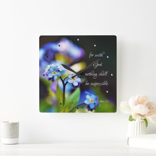 ルカ1:37神と共に神は何も不可能ではない スクエア壁時計 (ホーム)
