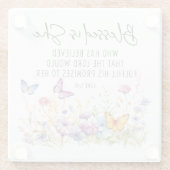 ルカ1:45は彼女の賛美聖なる書物、 経典野花である ガラスコースター (裏面)