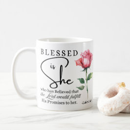 ルカ1:45は賛美彼女のバラ花 コーヒーマグカップ