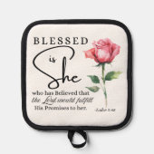 ルカ1:45は賛美彼女のバラ花 鍋敷き (正面)