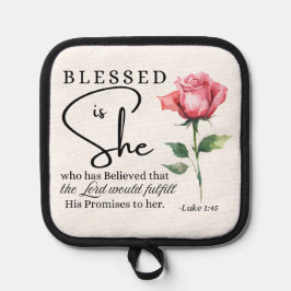 ルカ1:45は賛美彼女のバラ花 鍋敷き