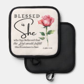 ルカ1:45は賛美彼女のバラ花 鍋敷き (正面/裏面)