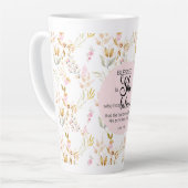 ルカ1:45は賛美彼女の水色ピンクのフローラ カフェラテマグ (左アングル)