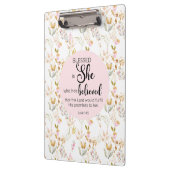 ルカ1:45は賛美彼女の水色ピンクのフローラ クリップボード (左)