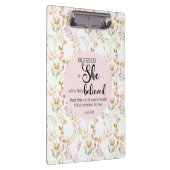 ルカ1:45は賛美彼女の水色ピンクのフローラ クリップボード (右)