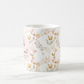 ルカ1:45は賛美彼女の水色ピンクのフローラ コーヒーマグカップ (中央)