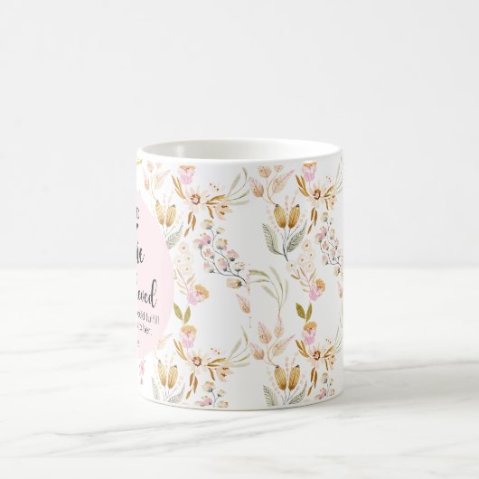ルカ1:45は賛美彼女の水色ピンクのフローラ コーヒーマグカップ (中央)