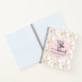 ルカ1:45は賛美彼女の水色ピンクのフローラ ノートブック (内部)